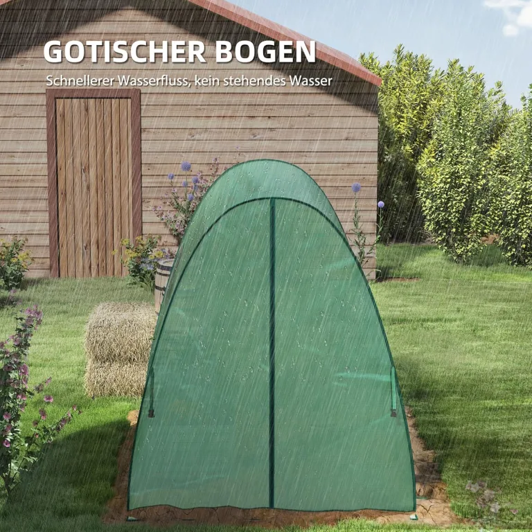 Outsunny Gewächshaus mit Rolltür, 2 Fernster, winterfest Foliengewächshaus aus Stahl, Treibhaus für Balkon, Garten, Tomatenhaus 180 x 180 x 200 cm, Tomatengewächshaus für Tomaten, Gemüse, Blumen, Grün – Bild 3