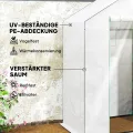 Outsunny Gewächshaus mit Rolltür, Fenster, Regale, Winterfest Foliengewächshaus aus Stahl, Treibhaus für Balkon, Garten, Tomatenhaus 143 x 74 x 190 cm, Tomatengewächshaus für Tomaten, Gemüse, Weiß - Thumbnail 4