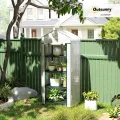 Outsunny Gewächshaus mit Rolle, Regale, Winterfest Foliengewächshaus aus Stahl, Treibhaus für Balkon, Garten, Tomatenhaus 69 x 50 x 165 cm, Tomatengewächshaus für Tomaten, Blumen, Pflanzen Weiß - Thumbnail 2