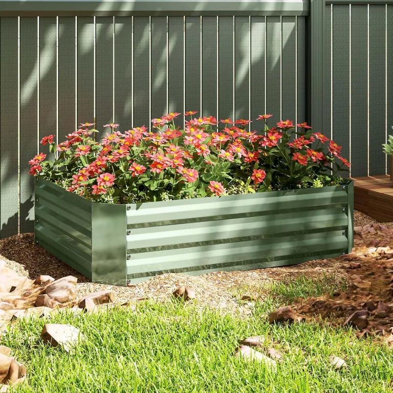 Outsunny Hochbeet aus Stahl, Pflanzbeet Frühbeet Gartenbeet Blumenkasten stapelbar, Pflanzkasten Gemüsebeet 120x90x30cm für Garten Balkon, Pflanzkübel für Blumen, Pflanzen, Gemüse – Bild 6