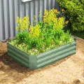 Outsunny Hochbeet aus Stahl, Pflanzbeet Frühbeet Gartenbeet Blumenkasten stapelbar, Pflanzkasten Gemüsebeet 120x90x30cm für Garten Balkon, Pflanzkübel für Blumen, Pflanzen, Gemüse - Thumbnail 8