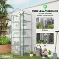 Outsunny Gewächshaus mit Rolltür, Regale, Winterfest Foliengewächshaus aus Stahl, Treibhaus für Balkon, Garten, Tomatenhaus 69 x 49 x 193 cm, Tomatengewächshaus für Tomaten, Blumen, Weiß - Thumbnail 5