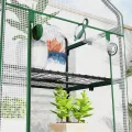 Outsunny Gewächshaus mit Rolltür, Regale, Winterfest Foliengewächshaus aus Stahl, Treibhaus für Balkon, Garten, Tomatenhaus 69 x 49 x 193 cm, Tomatengewächshaus für Tomaten, Blumen, Weiß - Thumbnail 8