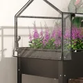 Outsunny Hochbeet mit Abdeckung, erhöhtes Kräuterbeet mit Ablauflöchern, Pflanzkasten aus Metall, wetterbeständig Gemüsebeet, Gartenbeet, Pflanzbeet für Garten, Balkon, 60 x 60 x 120 cm, Schwarz - Thumbnail 8