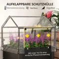 Outsunny Hochbeet mit Abdeckung, erhöhtes Kräuterbeet mit Ablauflöchern, Pflanzkasten aus Metall, wetterbeständig Gemüsebeet, Gartenbeet, Pflanzbeet für Garten, Balkon, 60 x 60 x 120 cm, Schwarz - Thumbnail 3