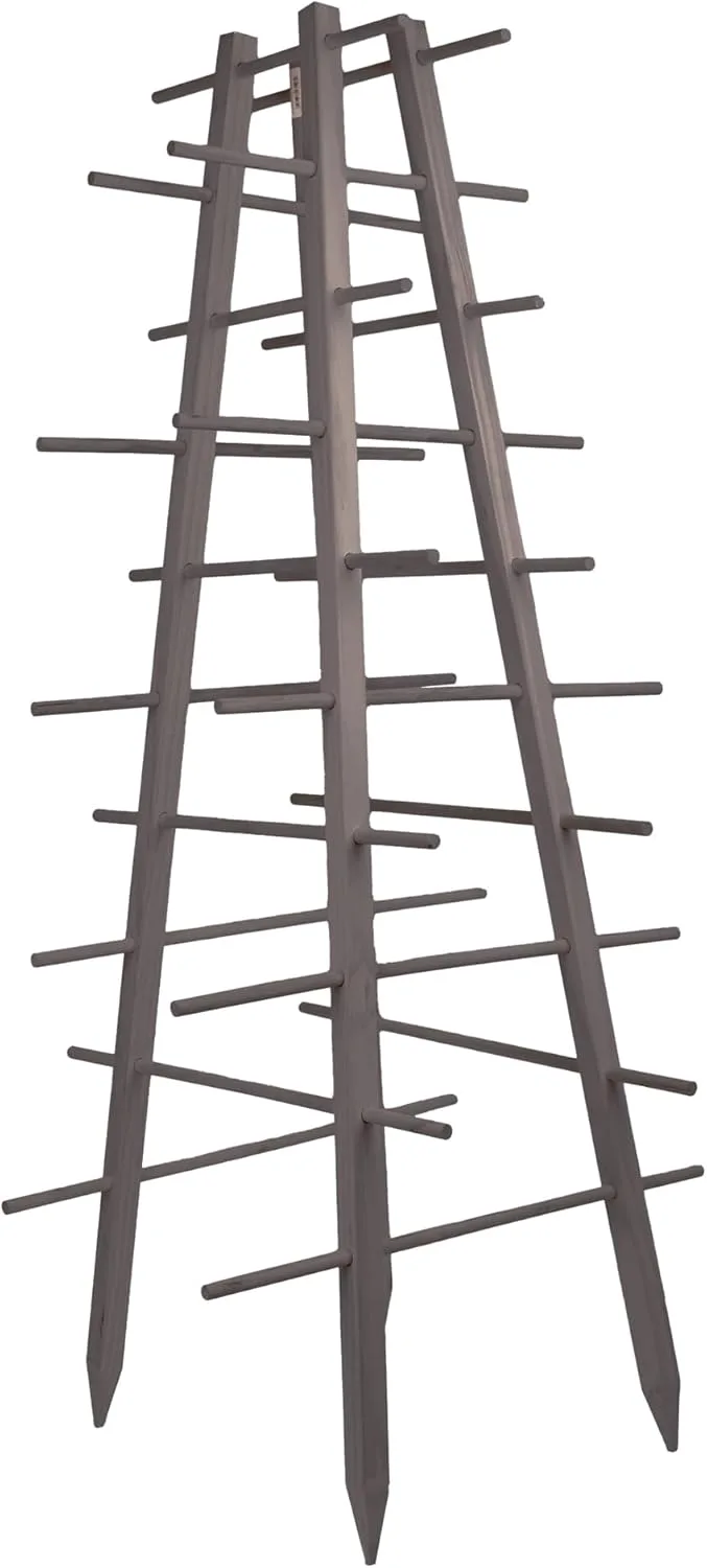UNUS Rankturm Pyramide aus Holz, 143,5 cm hoch, Natur, Wetterfeste Pflanzenstütze für Kletterpflanzen, Garten & Gewächshaus, einfache Montage