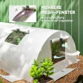 Outsunny Gewächshaus mit Rollfenster Runddach, Winterfest Foliengewächshaus aus Stahl wasserabweisend Treibhaus für Balkon Tomatenhaus mit UV Schutz 300x80x45cm Tomatengewächshaus für Gemüse, Weiß - Thumbnail 4