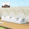 Outsunny Gewächshaus mit Rollfenster Runddach, Winterfest Foliengewächshaus aus Stahl wasserabweisend Treibhaus für Balkon Tomatenhaus mit UV Schutz 300x80x45cm Tomatengewächshaus für Gemüse, Weiß - Thumbnail 7