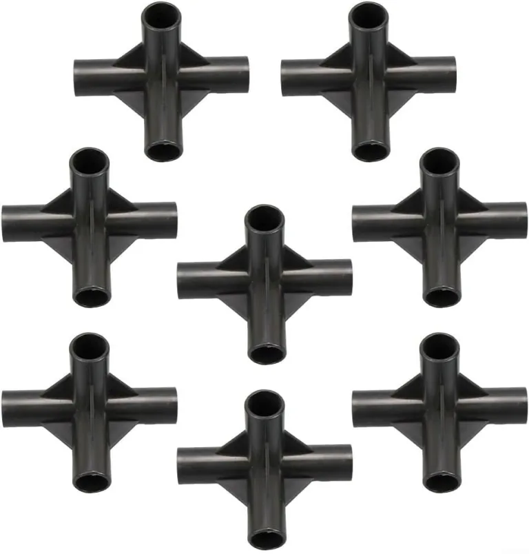 8 Stück Halterung Verbinder Kunststoff Fitting Schwarz 4-Wege-PVC-Rohrverschraubungen Verbinder für DIY Pflanzenunterstützung Gewächshaus Rahmen Blumenständer (12 mm) – Bild 6