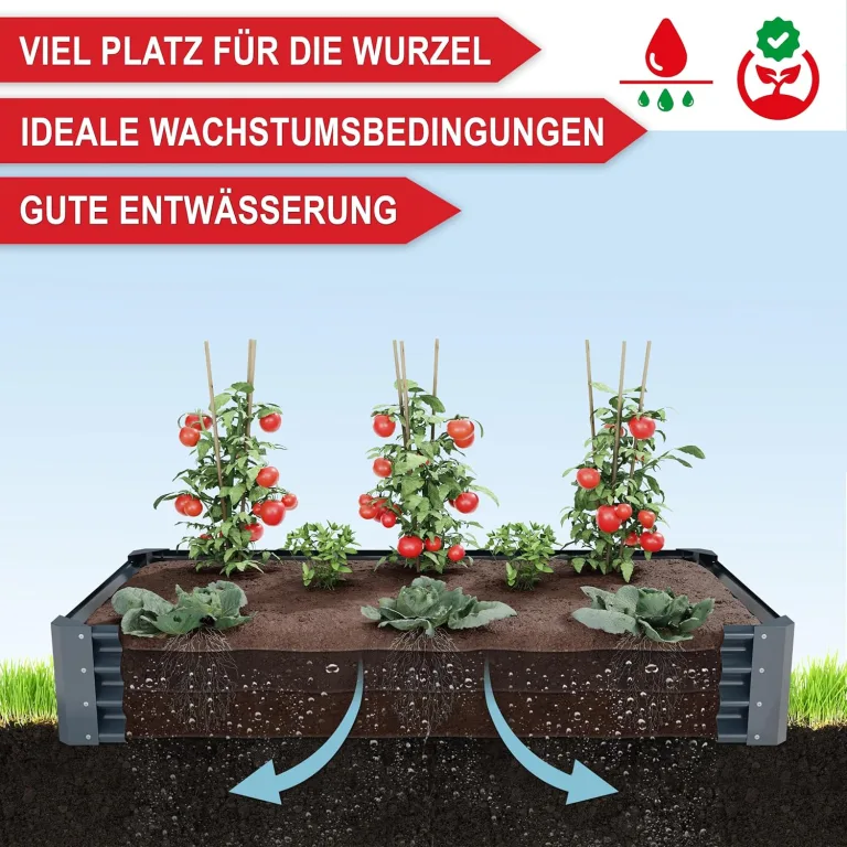 Metall Hochbeet - XXL Gemüsebeet/Kräutergarten aus Stahl - stabil, wetterfest & pflegeleicht - Hochbeete-Kit - Ideal für Kräuter aus dem Garten, Terrasse/Balkon (Anthrazit, 180x90x30cm) – Bild 5