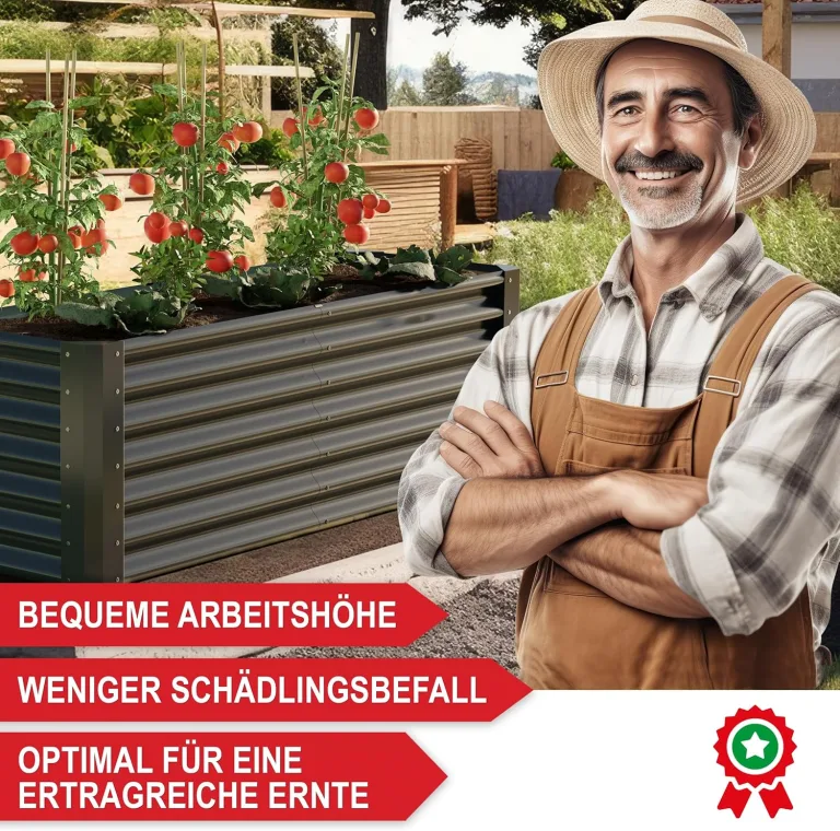 Metall Hochbeet - XXL Gemüsebeet/Kräutergarten aus Stahl - stabil, wetterfest & pflegeleicht - Hochbeete-Kit - Ideal für Kräuter aus dem Garten, Terrasse/Balkon (Anthrazit, 180x90x30cm) – Bild 8