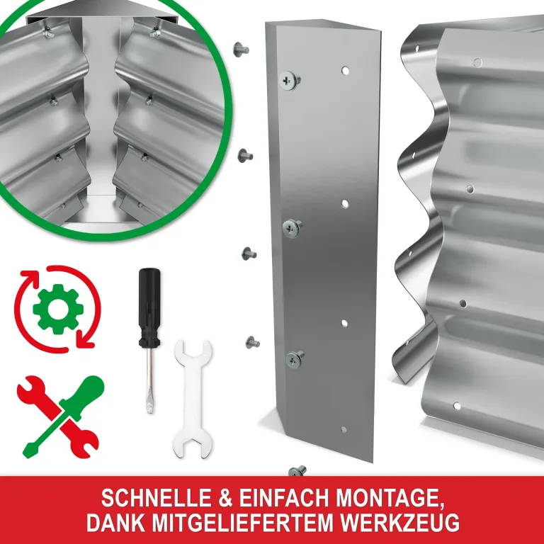 Onbest Metall Hochbeet - XXL Gemüsebeet/Kräutergarten aus Stahl - stabil, wetterfest & pflegeleicht - Hochbeete-Kit - Ideal für Kräuter aus dem Garten, Terrasse/Balkon (Silber, 120x60x60cm) – Bild 3