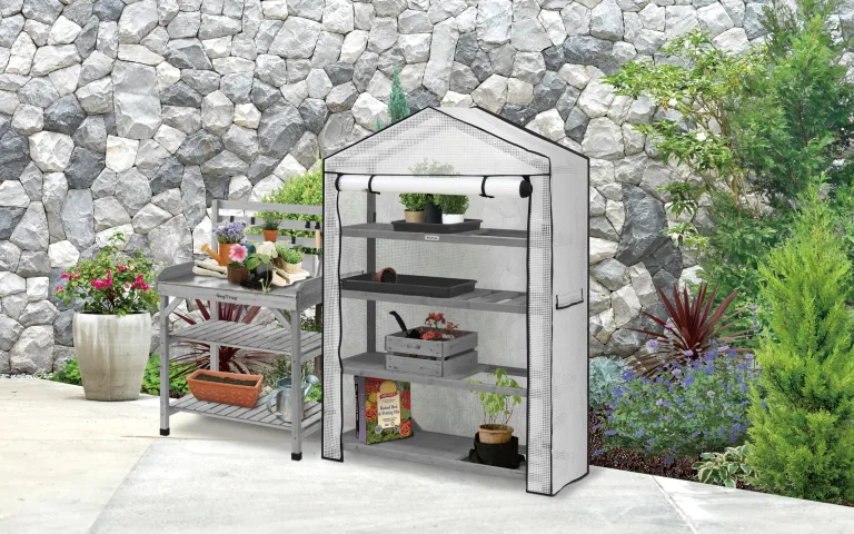 VegTrug® Gewächshaus - Foliengewächshaus mit 4 Ebenen & FSC-Holzrahmen -Anzuchthaus für Garten, Balkon & Terrasse - Pflanzregal mit PE-Abdeckung & Reißverschluss - Grey Wash 111x49x168 cm – Bild 8