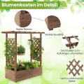 COSTWAY Blumenkasten mit Rankgitter & hängendem Dach, Pflanzkasten mit Rankhilfe, Hochbeet für Kletterpflanzen & hängende Körbe, für Garten Hof Terrasse, Pflanzkübel Holz, ‎110x44x113,5cm, Braun - Thumbnail 4
