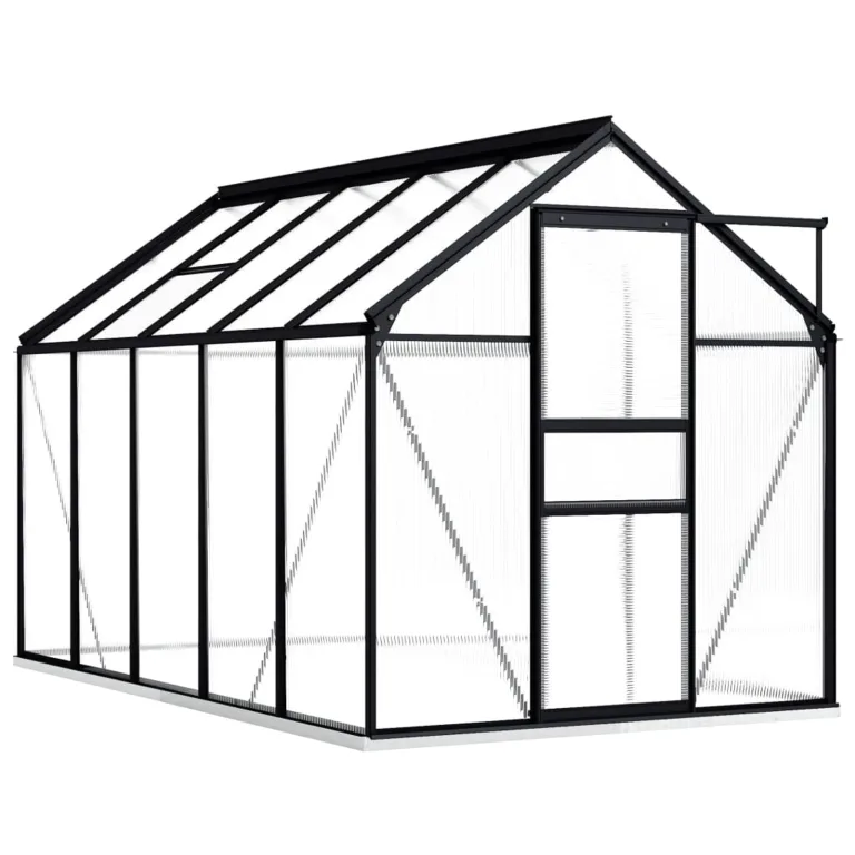 Begehbares Gewächshaus aus Polycarbonat mit Aluminiumrahmen und Fundament für Gartenfundament 190 x 370 x 202 cm Pflanzen Grow House Gartenhaus Bodenfixierung 7,03 m² – Bild 7
