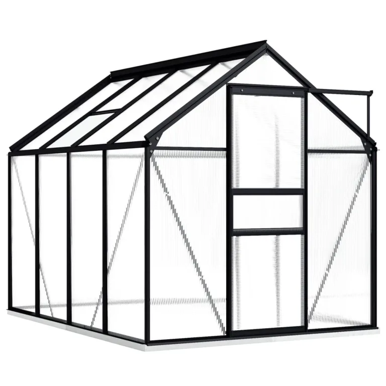 Begehbares Gewächshaus aus Polycarbonat mit Aluminiumrahmen und Fundament für Gartenfundament 190 x 370 x 202 cm Pflanzen Grow House Gartenhaus Bodenfixierung 7,03 m² – Bild 8