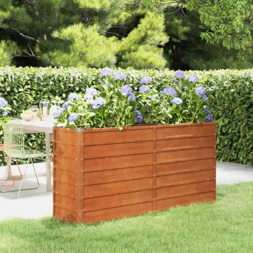 Hochbeet aus Cortenstahl, 160 x 40 x 77 cm, wetterfest, für Garten, Balkon oder Terrasse, Rostig – Bild 9