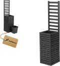 Pflanzkübel mit Rankgitter Spalier mit Pflanzkasten Blumenkasten aus Holz für Garten Balkon Terrasse Hochbeet mit 18L Kunststoff-Pflanzeneinsatz (vertikal-braun, 98x36x55 H130) - Thumbnail 7