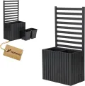 Pflanzkübel mit Rankgitter Spalier mit Pflanzkasten Blumenkasten aus Holz für Garten Balkon Terrasse Hochbeet mit 18L Kunststoff-Pflanzeneinsatz (vertikal-braun, 98x36x55 H130) - Thumbnail 9