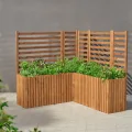 Pflanzkübel mit Rankgitter Spalier mit Pflanzkasten Blumenkasten aus Holz für Garten Balkon Terrasse Hochbeet mit 18L Kunststoff-Pflanzeneinsatz (vertikal-braun, 98x36x55 H130) - Thumbnail 2