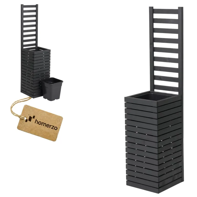 Pflanzkübel mit Rankgitter Spalier mit Pflanzkasten Blumenkasten aus Holz für Garten Balkon Terrasse Hochbeet mit 18L Kunststoff-Pflanzeneinsatz (horizontal-braun, 98x36x55 H130) – Bild 7