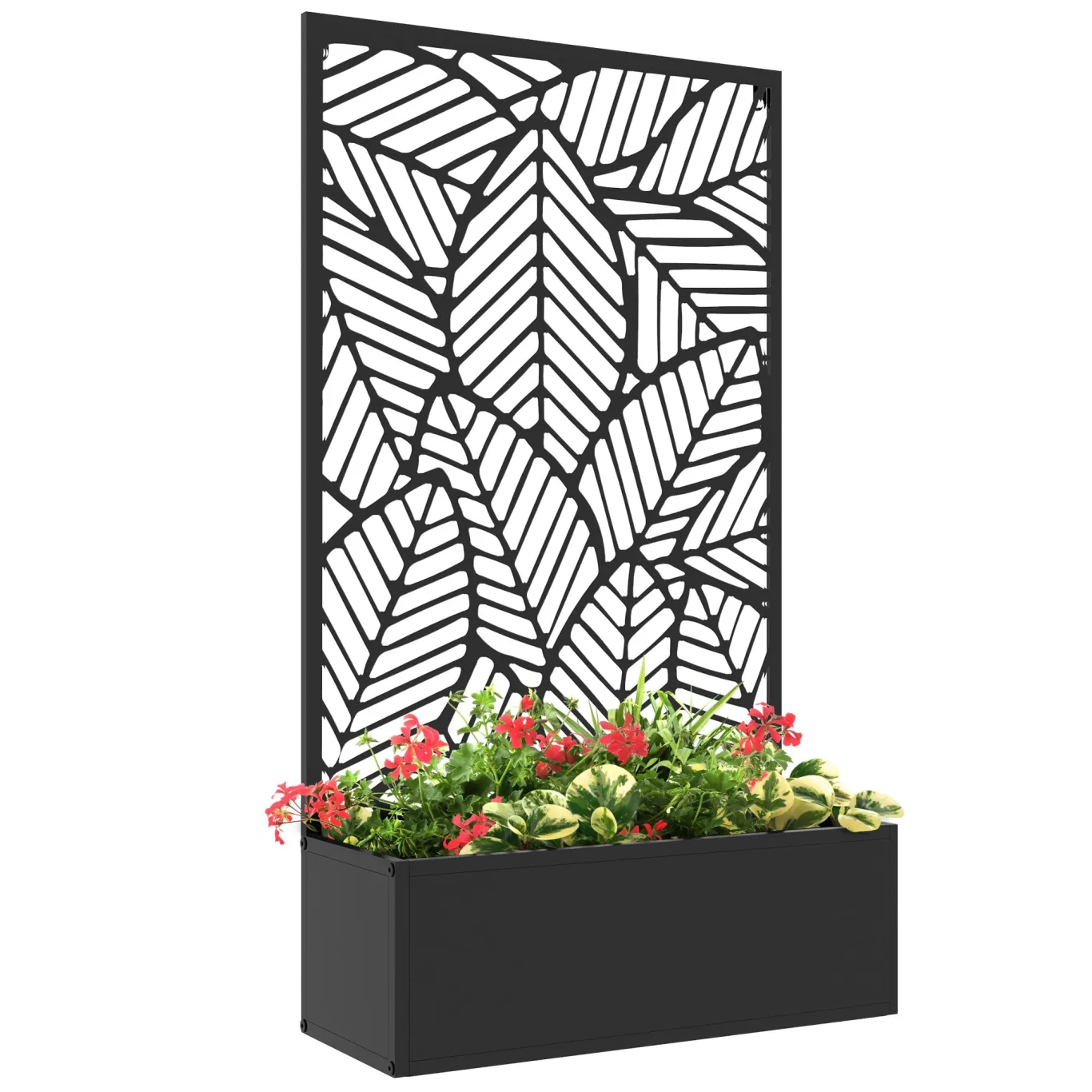 Outsunny Hochbeet Pflanzkasten, Pflanzkübel wandmontage Blumenkasten Metall, Gartenspalier 61 x 23 x 113cm für Garten Balkon Terrasse, Blumenkübel für Kletterpflanzen, Blumen - Bild 1