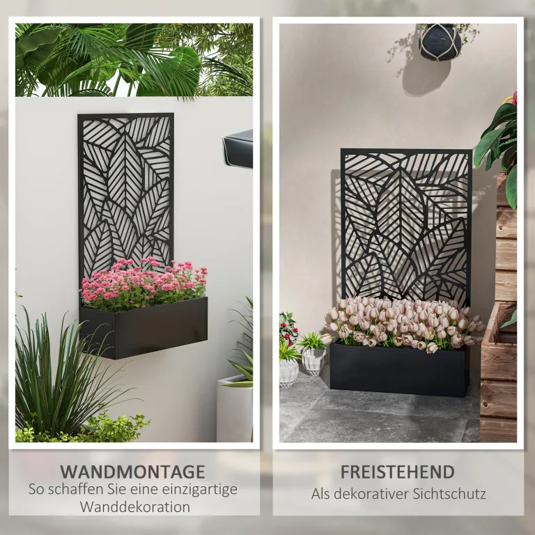 Outsunny Hochbeet Pflanzkasten, Pflanzkübel wandmontage Blumenkasten Metall, Gartenspalier 61 x 23 x 113cm für Garten Balkon Terrasse, Blumenkübel für Kletterpflanzen, Blumen – Bild 3