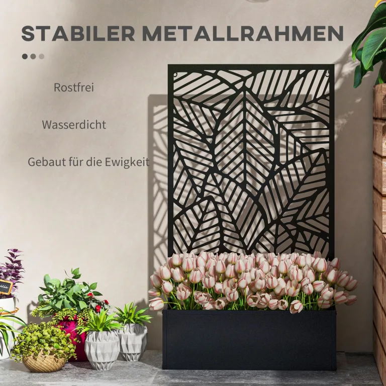 Outsunny Hochbeet Pflanzkasten, Pflanzkübel wandmontage Blumenkasten Metall, Gartenspalier 61 x 23 x 113cm für Garten Balkon Terrasse, Blumenkübel für Kletterpflanzen, Blumen – Bild 5
