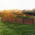 Zelsius Hochbeet verzinkter Stahl 200 x 100 x 77 cm | Anthrazit RAL 7016 Walnuss Holzoptik | Pflanzbeet Outdoor, Gemüsebeet, Blumenbeet, Gartenbeet, Freistehende Hochbeete für Garten - Thumbnail 2