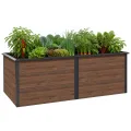 Zelsius Hochbeet verzinkter Stahl 200 x 100 x 77 cm | Anthrazit RAL 7016 Walnuss Holzoptik | Pflanzbeet Outdoor, Gemüsebeet, Blumenbeet, Gartenbeet, Freistehende Hochbeete für Garten - Thumbnail 1
