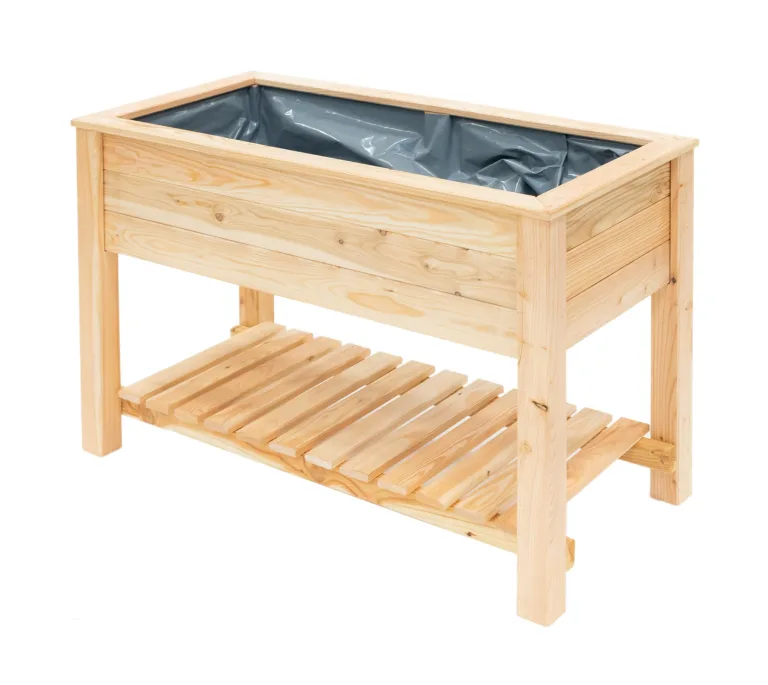 WESTMANN Hochbeet Emily aus Lärchenholz inkl. Aussaatkalender| 120x65x75 cm Natur | Kräuterbeet für den Außenbereich | Stelzenhochbeet zum Bepflanzen von Gemüse & Kräutern – Bild 8