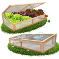 Coemo Frühbeetaufsatz Holz 90 × 60 × 30 cm – Gewächshaus-Abdeckung für Hochbeet – Wetterfester Frühbeetkasten mit Deckel – Schutz für Jungpflanzen & Gemüse – Hochbeet-Bausatz Outdoor - Thumbnail 1