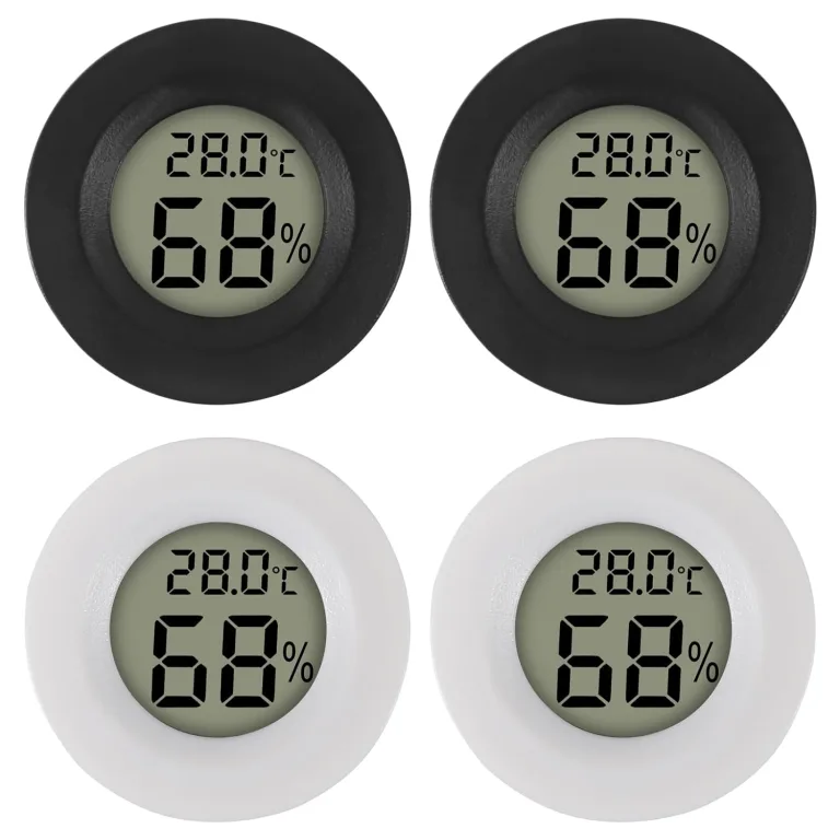 AITRIP 5 x Mini Digital Hygrometer Gauge Indoor Thermometer, Temperatur-Feuchtigkeitsmessgerät für Luftbefeuchter Gewächshaus Gläser Reptilien Gitarrenkoffer, Fahrenheit (℉) oder Celsius(℃) Schwarz – Bild 8