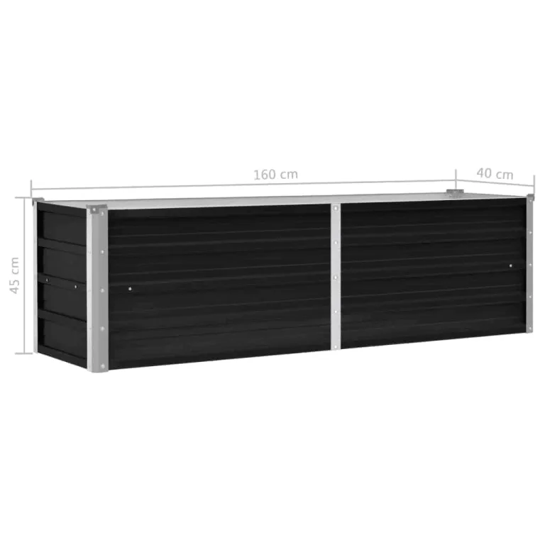 Willood Garten Hochbeet Anthrazit 160 x 40 x 45 cm Verzinkter Stahl – Bild 8