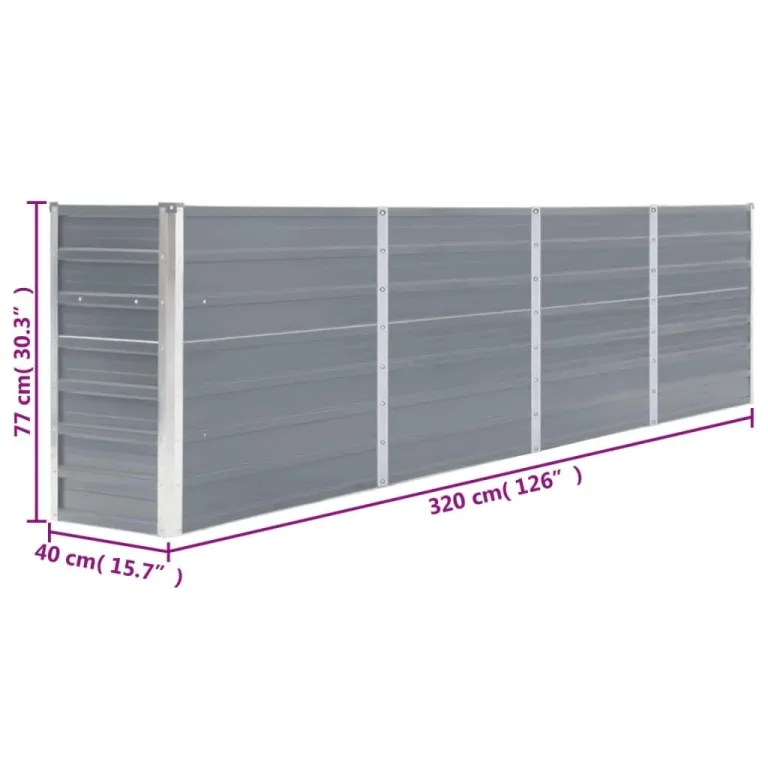 Willood Hochbeet 320 x 40 x 77 cm Verzinkter Stahl Grau – Bild 6
