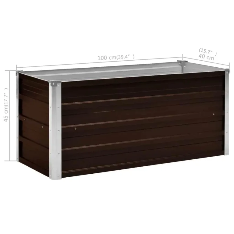 Willood Garten Hochbeet Braun 100 x 40 x 45 cm Verzinkter Stahl – Bild 8
