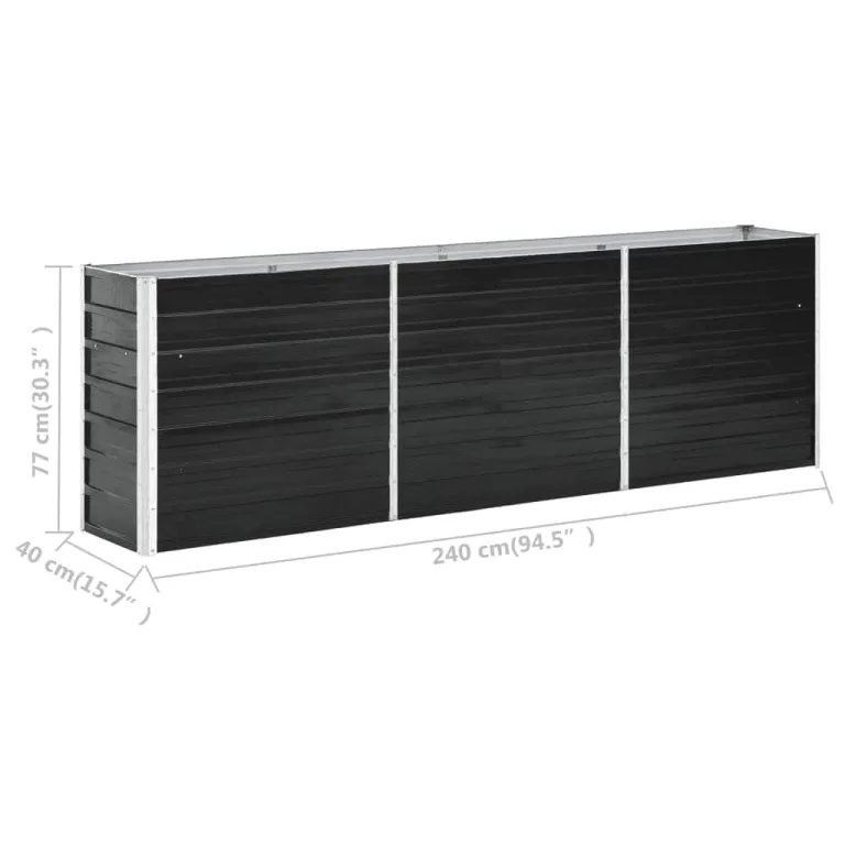 Willood Garten Hochbeet Verzinkter Stahl 240 x 40 x 77 cm Anthrazit – Bild 8