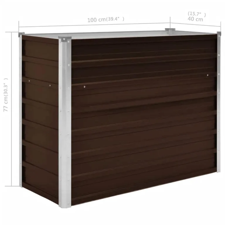 Willood Garten Hochbeet Braun 100 x 40 x 77 cm Verzinkter Stahl – Bild 8