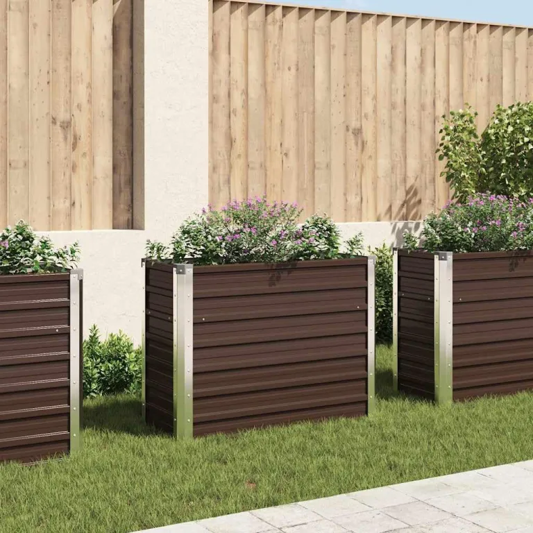 Willood Garten Hochbeet Braun 100 x 40 x 77 cm Verzinkter Stahl – Bild 1