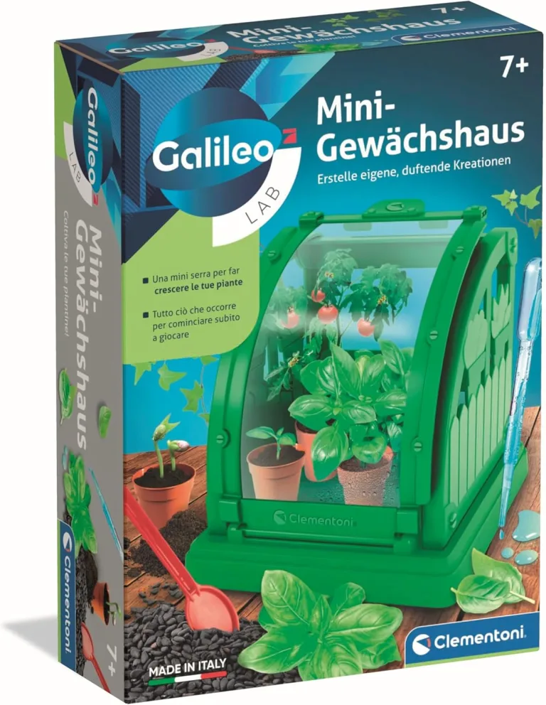 Clementoni Galileo Lab Mini-Gewächshaus - DIY Botanik-Set für Kinder - Pflanzen selbst züchten mit Töpfen, Torf & Samen - Indoor-Garten mit Klappe zur Pflege von Clementoni 59438 – Bild 1