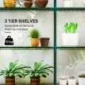 Outsunny Gartengewächshaus PE mit Regalen 3 Ebenen, Balkongewächshaus, verstärkte Plane 135 g/m², Stahlrahmen, aufrollbare Reißverschlusstür, für Gemüse Pflanzen Blumen, 140x143x190cm, weiß - Thumbnail 3