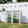 Outsunny Gartengewächshaus 1,8 m² Tomatenhaus Abm. 1,85L x 0,9l x 1,5H m 2 Rolltüren mit Reißverschluss 4 Rollfenster Stahl PE mit hoher Dichte 135 g/m² UV-beständig weiß - Thumbnail 8