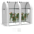Outsunny Gartengewächshaus 1,8 m² Tomatenhaus Abm. 1,85L x 0,9l x 1,5H m 2 Rolltüren mit Reißverschluss 4 Rollfenster Stahl PE mit hoher Dichte 135 g/m² UV-beständig weiß - Thumbnail 10