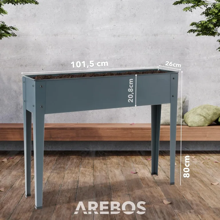 Arebos Hochbeet 101,5 x 26 x 80 cm | Frühbeet Kräuterbeet Pflanzenbeet Blumenkasten Garten Terassen Gemüsebeet Gartenbeet Blumenkübel für Balkon | ideal für den Anbau von Gemüse Obst Kräutern – Bild 7