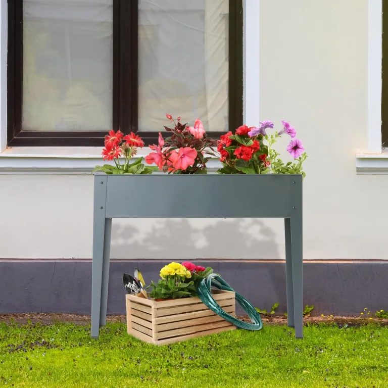 Arebos Hochbeet 101,5 x 26 x 80 cm | Frühbeet Kräuterbeet Pflanzenbeet Blumenkasten Garten Terassen Gemüsebeet Gartenbeet Blumenkübel für Balkon | ideal für den Anbau von Gemüse Obst Kräutern – Bild 2