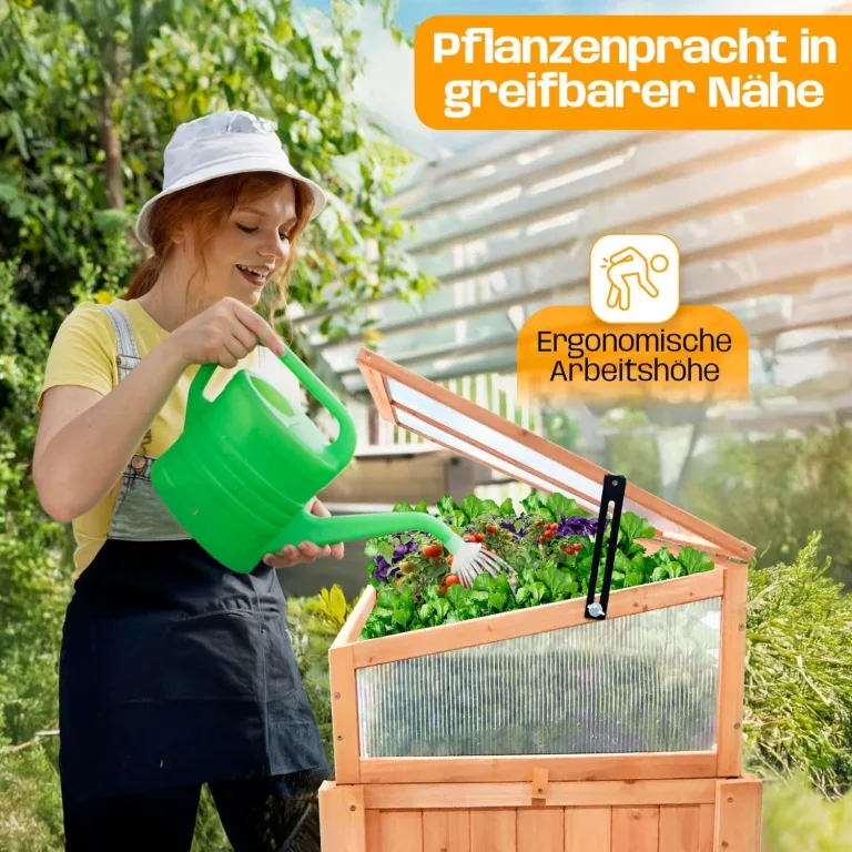 Coemo Hochbeet mit Frühbeetaufsatz 90 × 40 × 120 cm – ergonomisches Gartenbeet aus Holz – wetterfest & nachhaltig – für Gemüse, Kräuter & Blumen – rückenschonend mit Stauraum & einfacher Montage – Bild 6