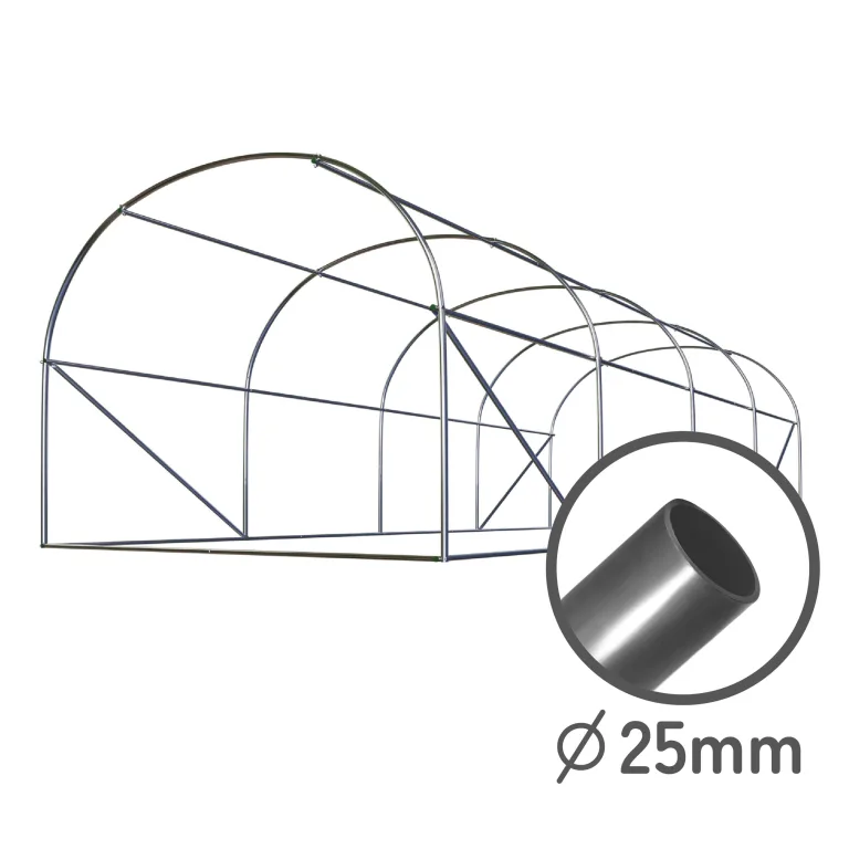 Garten-Gewächshaus Tunnel 2,5 × 4 m - 10 m² Folientunnel mit Stahlrahmen | PE-Folie 140 g/m² UV-beständig | 8 Fenster mit Moskitonetz | Pflanzenschutz | Rosa – Bild 2