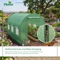 Garten-Gewächshaus Tunnel 2 × 3 m - 6 m² Folientunnel mit Stahlrahmen | PE-Folie 140 g/m² UV-beständig | 6 Fenster mit Moskitonetz | Pflanzenschutz | Grün - Thumbnail 9