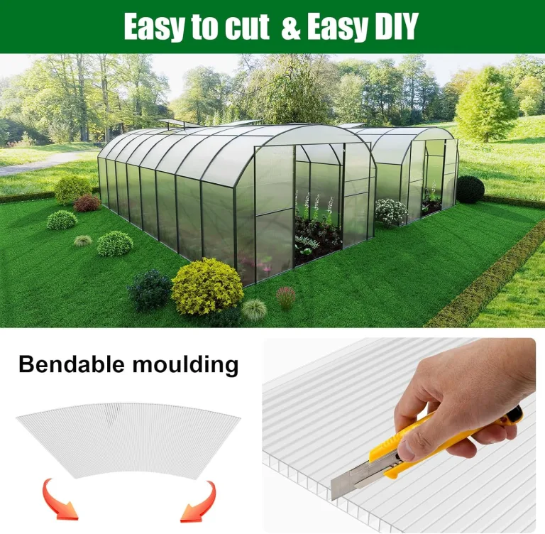 5X Doppelstegplatten 4mm - 60.5x121cm Hohlkammerplatten Zuschneidbar Polycarbonat Gewächshausplatte UV-beständigen für Gewächshaus Carports Terrassenüberdachung Garten – Bild 5
