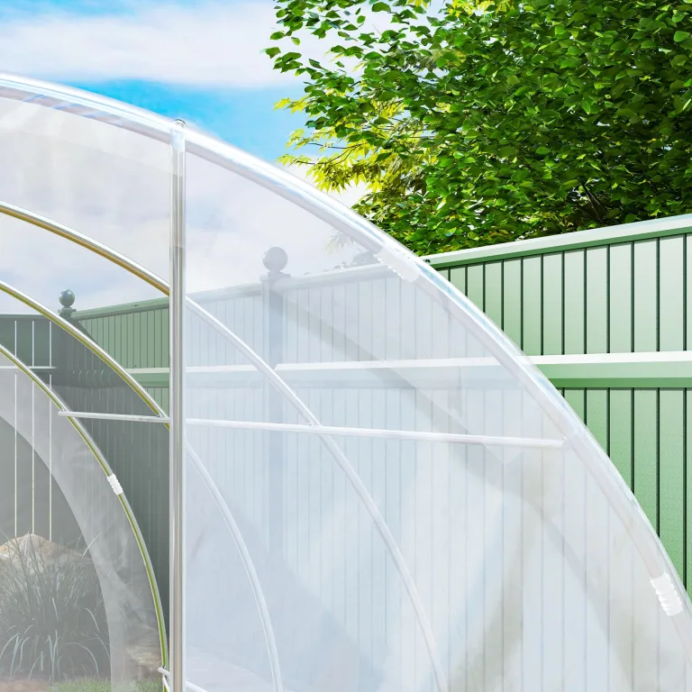 Outsunny Garten-Gewächshaus, Tunnel, 3 x 3 x 2 m, 9 m², mit Scharniertür, Plane aus Polyethylen, 150 g/m², für Gemüse, Pflanzen, Blumen – Bild 9
